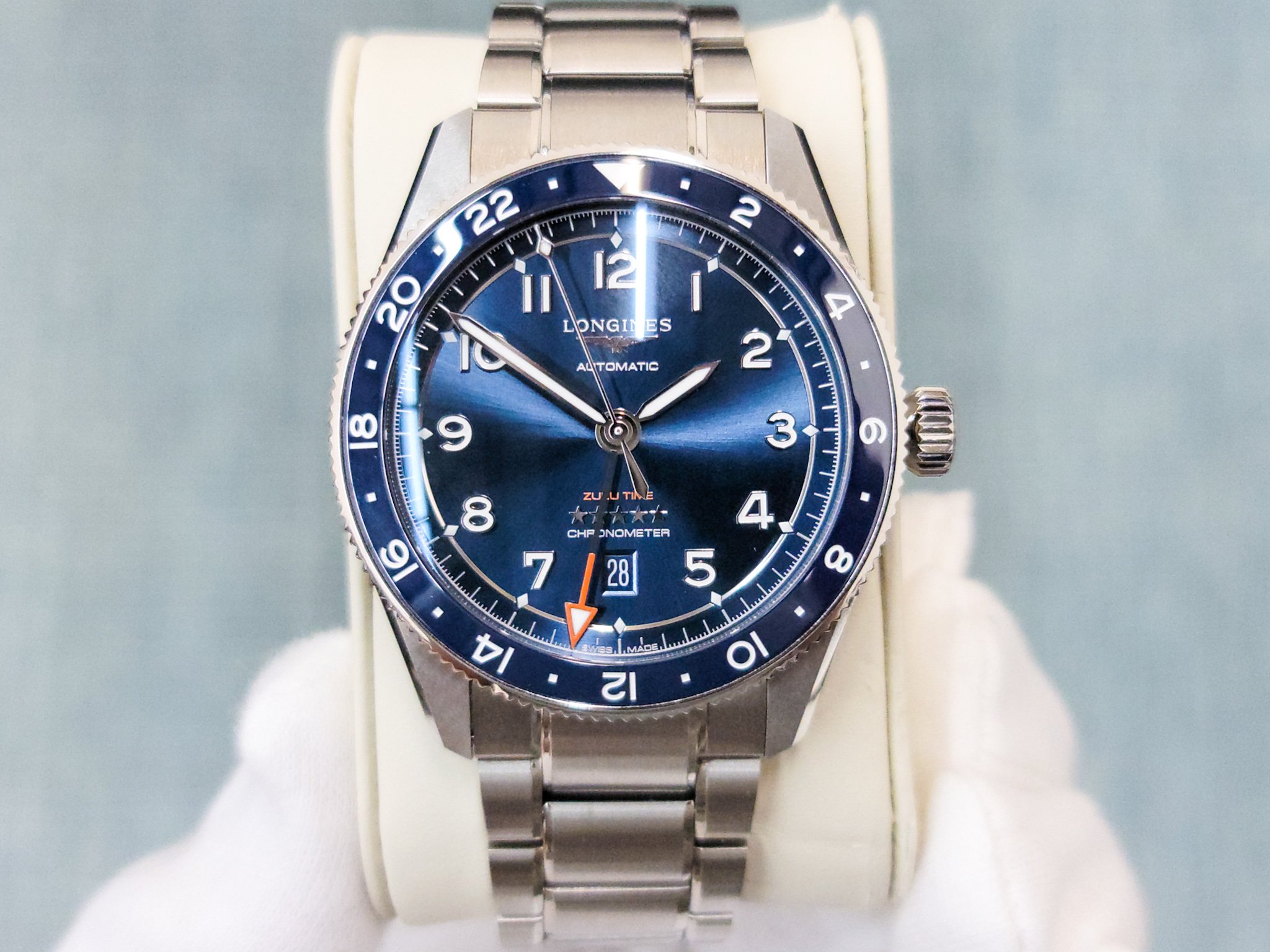 1 800 USD Longines Spirit Zulu Time 42mm Blue dial Ref L3