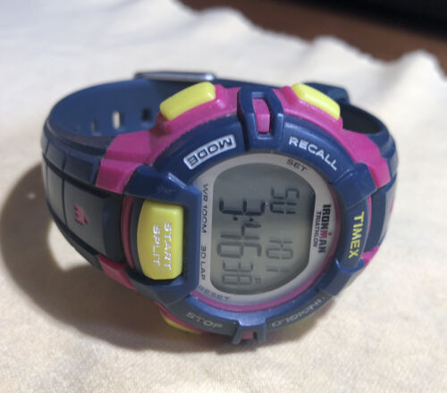 Timex T5K813 Quartz Watch Ironman Navy And Pink With New Battery