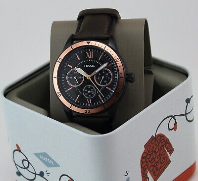 NEW AUTHENTIC FOSSIL FLYNN SPORT CHRONO BLACK BROWN LEATHER MEN S