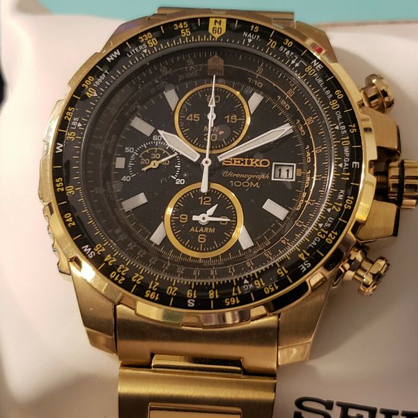 Seiko Gold Flightmaster SNAD08 Black/Gold Dial NEW, Beautiful and