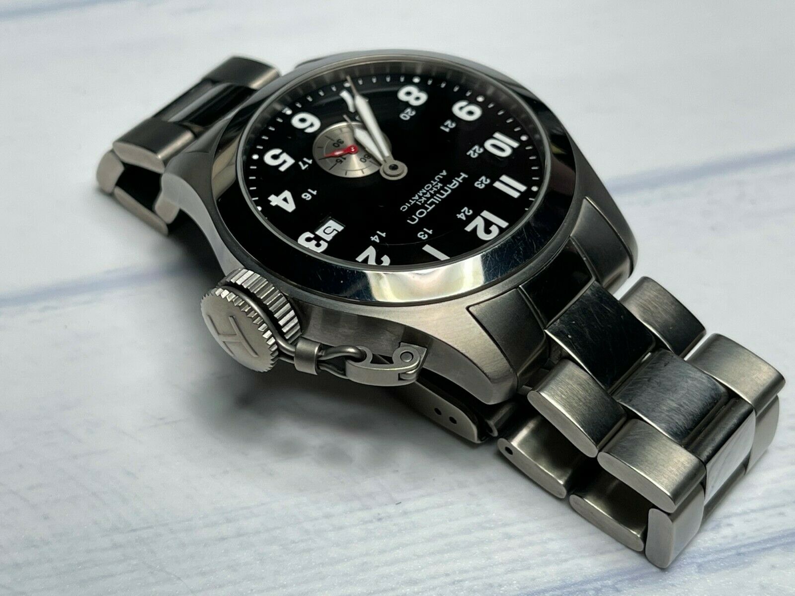 Hamilton Khaki Navy Frogman Automatic Mens Titanium Watch Canteen