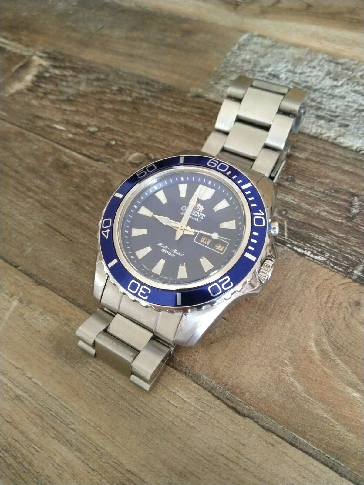 ORIENT Automatic Divers Blue Bezel Watch Mako XL EM75-C3-A from