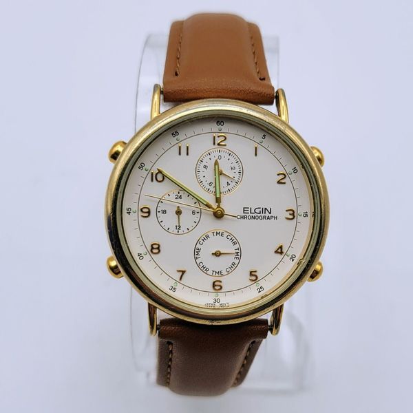 Elgin FS330-007 36mm Chronograph Quartz Watch New Battery / Strap From ...