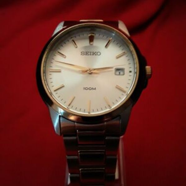 Seiko 7N42-0FC0 All Stainless Men's Qtz. Watch, Heavy