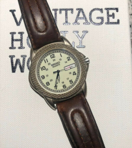 Seiko Vintage 7N43 6B20 Lumibrite Leather Band New Battery Glow