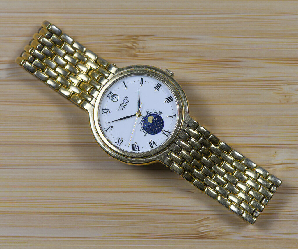 RARE Vintage SEIKO LASALLE Moon Phase Gold Plated MEN'S Quartz Watch  6F22-6A09 | WatchCharts