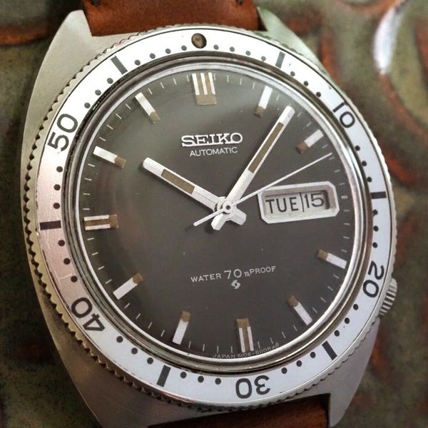 VINTAGE 1968 SEIKO 38mm AUTOMATIC DIVE WATCH (6106-8109) RUNNING ...