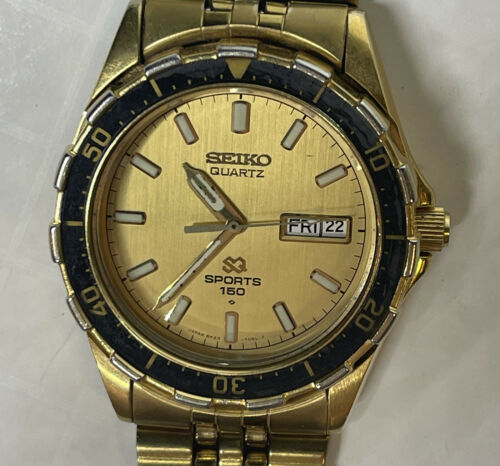 Vintage Seiko Sports 150 Quartz Day Date Diver Watch Mens 38mm 5H23-7019 |  WatchCharts