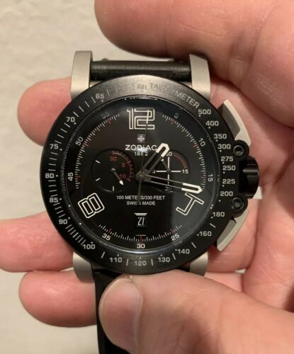 Zodiac ZMX-02 Racer Mens Black Dial Black Rubber Band Strap Watch