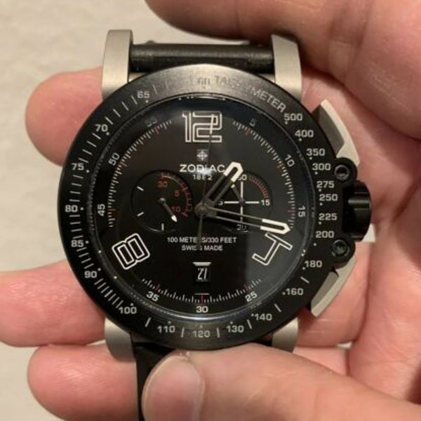 Zodiac ZMX-02 Racer Mens Black Dial Black Rubber Band Strap