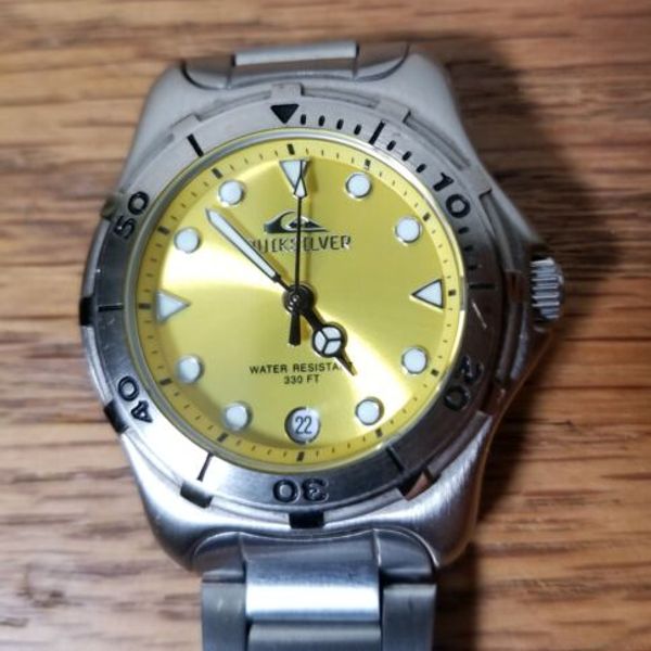 Vintage Quiksilver Divers Watch Yellow Face QS221 Water Resistant 330 FT WORKING WatchCharts Marketplace