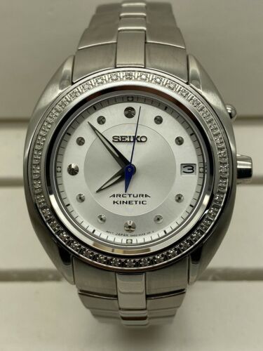 New no Tags SEIKO, Arctura Kinetic wrist watch 5M62A diamond Bezel  Stainless | WatchCharts