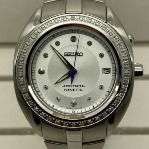 New no Tags SEIKO, Arctura Kinetic wrist watch 5M62A diamond Bezel  Stainless | WatchCharts