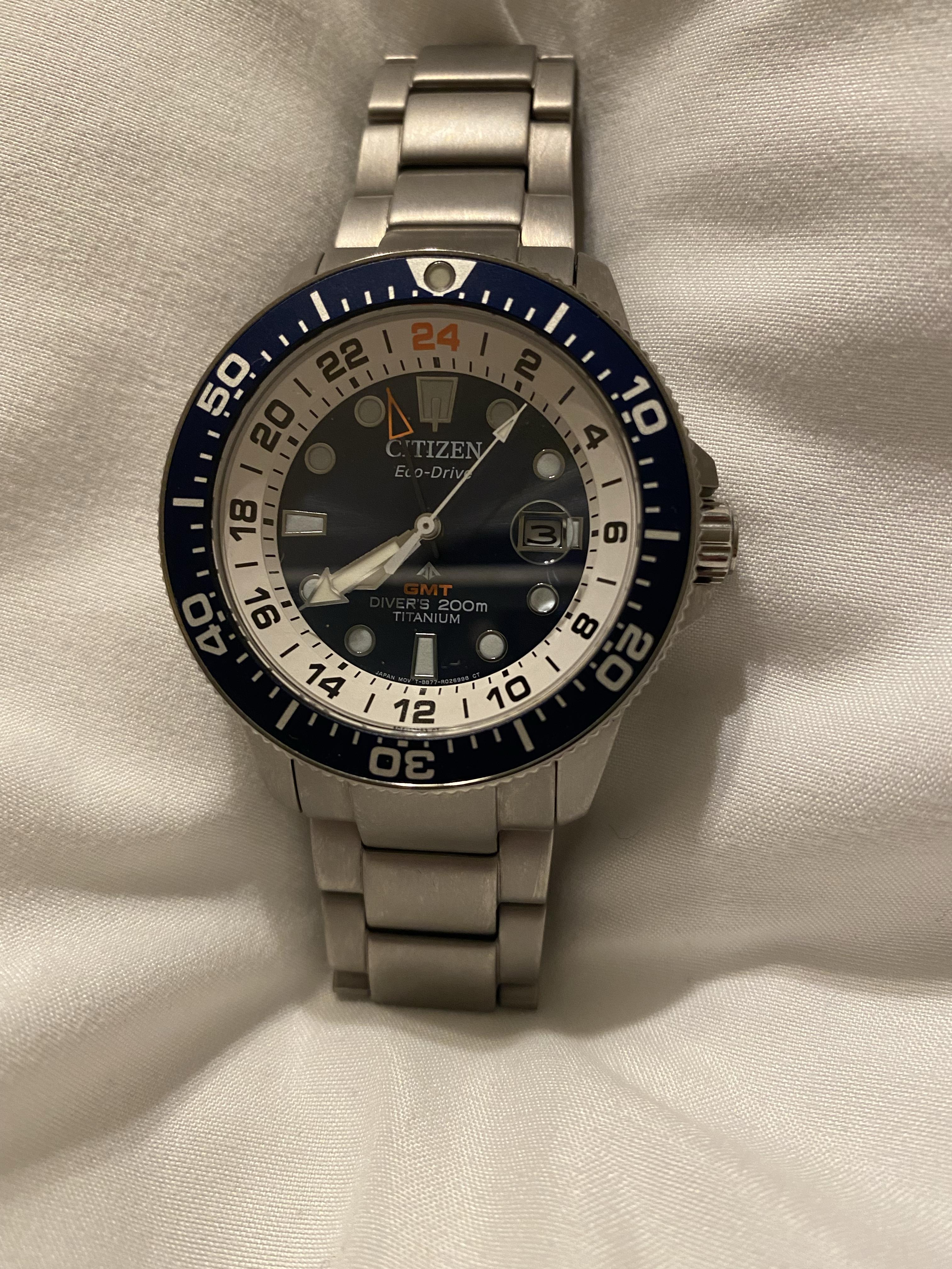 Citizen promaster gmt diver titanium Blue / white box papers $325