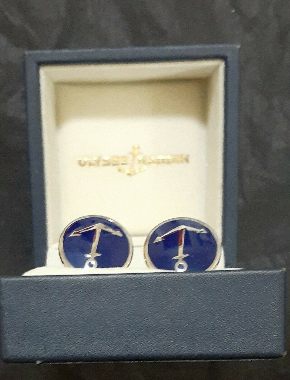 Ulysse Nardin Brand New Navy Blue Anchor Cufflinks Free Shipping