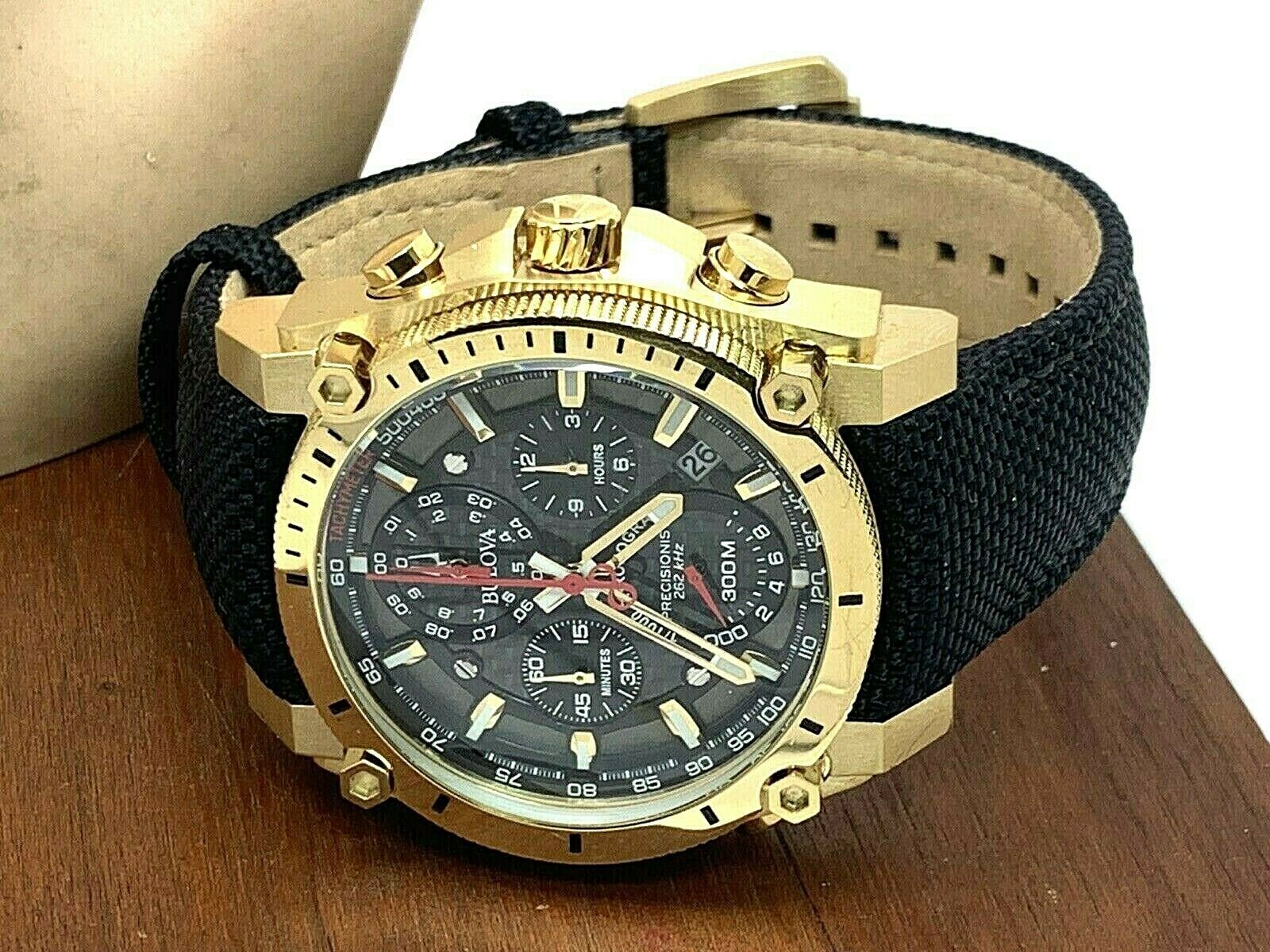 Bulova Men s Watch Precisionist 97B178 Gold Black Dial Chronograph Tachymeter WatchCharts