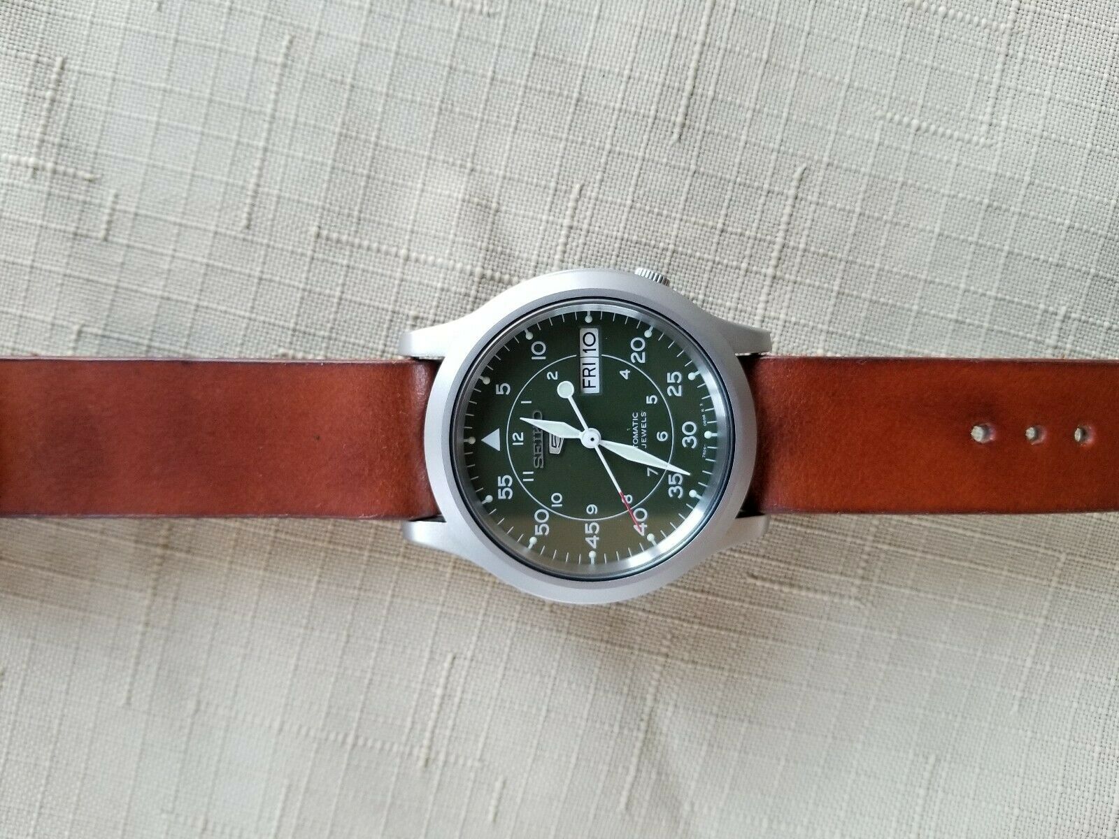 seiko snk805 leather strap