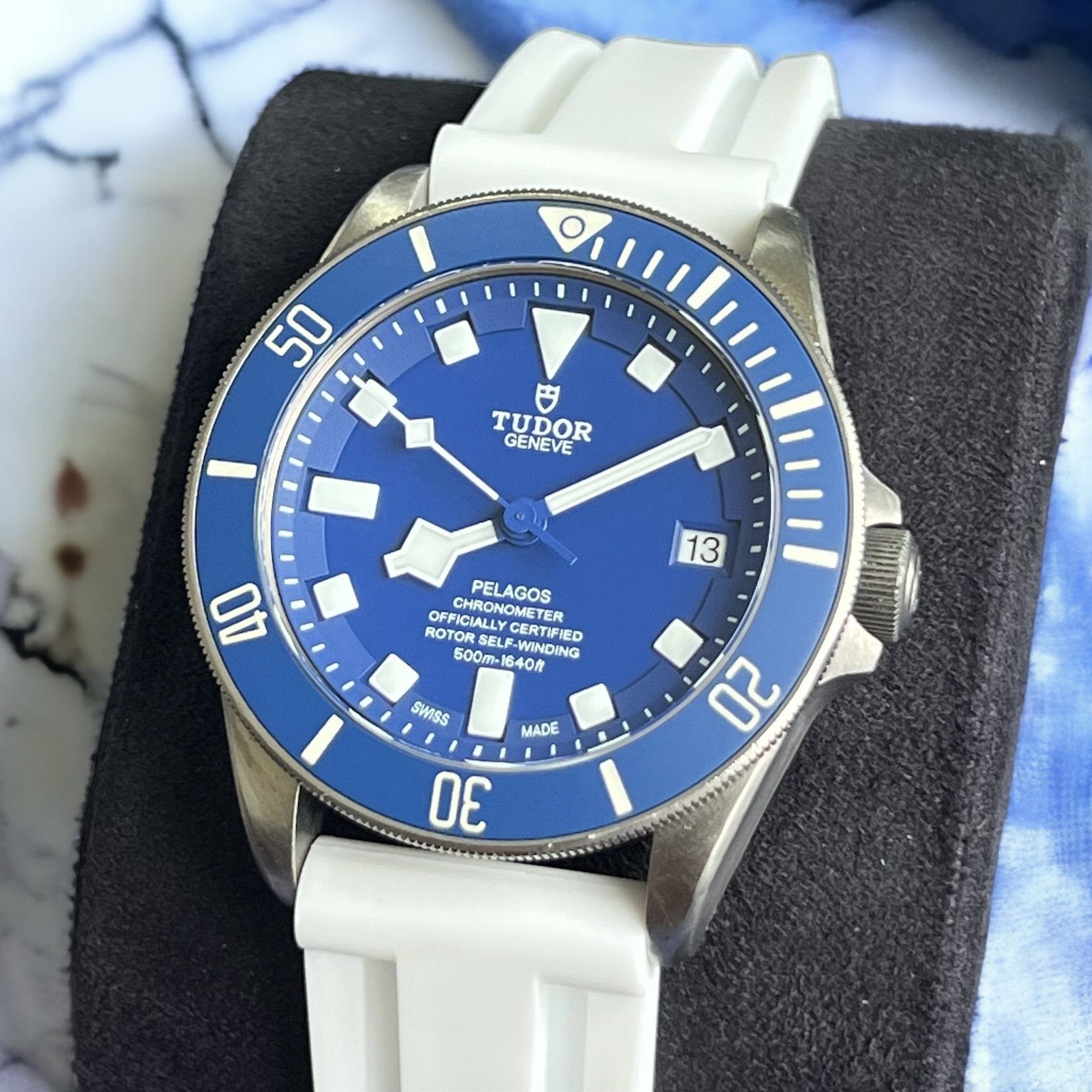 FSOT Tudor Pelagos Blue and White 42mm Titanium Bracelet and 2