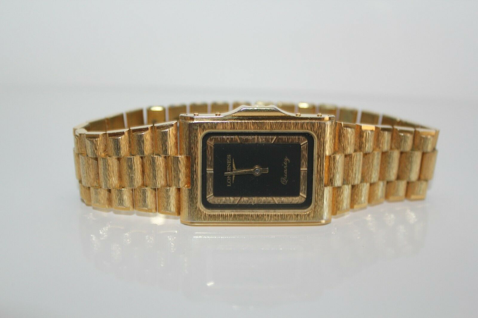 Longines MZ 5703-0978 Men's Wrist Watch Black Dial Gold Plated