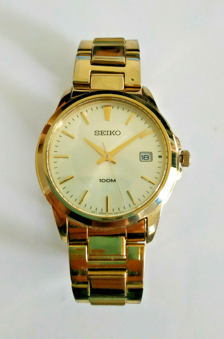 Mens Gold Seiko Quartz Date Watch 7N42 0FC0 Rare Model WatchCharts