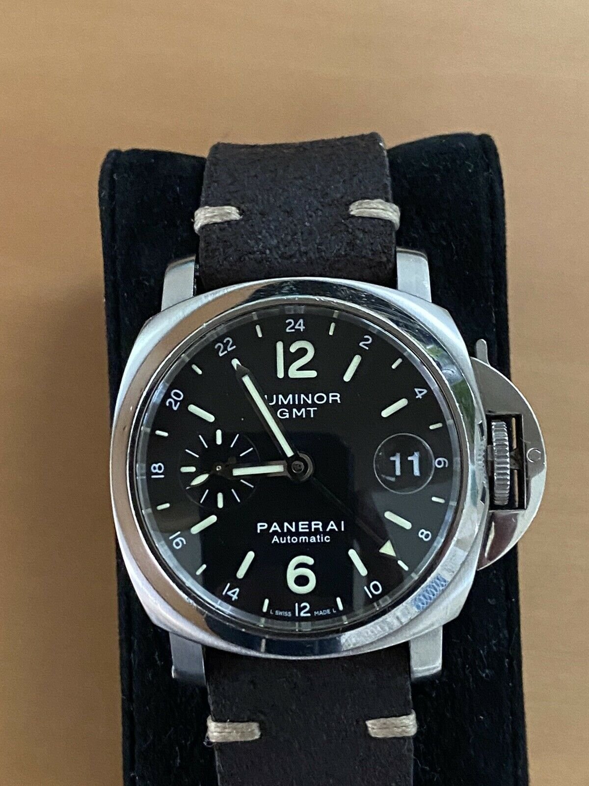 Panerai Luminor GMT PAM 244 Steel Mens 40mm Automatic Watch Box