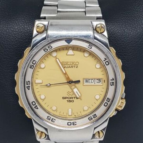 Vintage Seiko Sport 150 Diver Silver Gold Tone Rotating Bezel Watch 5H23- 6379 C5 | WatchCharts