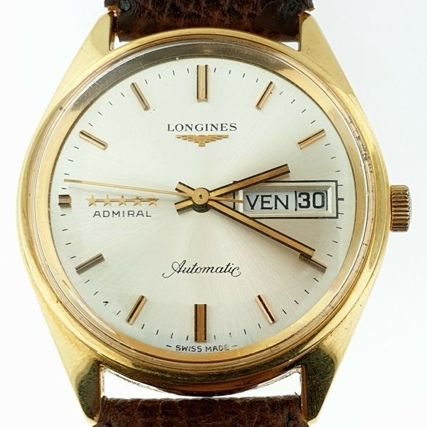 Vintage Longines Admiral 5 Stars 18k Rose Gold Automatic Date Original Dial 1972 Watchcharts 0267