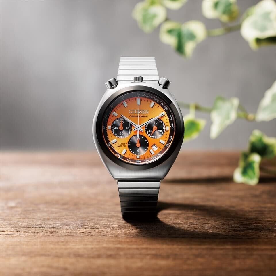 New Citizen Orange Dial Record Label Tsuno Chronograph Men Watch