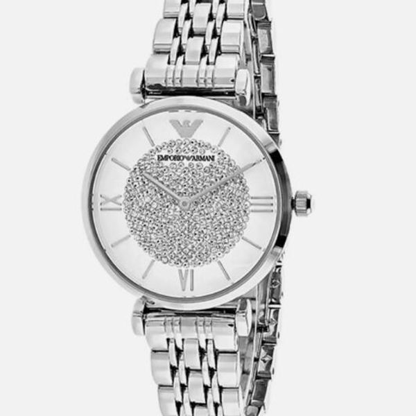 NEW GENUINE EMPORIO ARMANI GIANNI AR1925 SILVER CRYSTALS WHITE DIAL ...