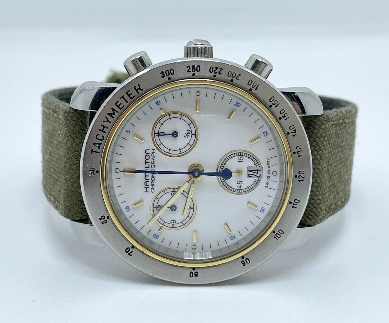 Vintage Hamilton 8800 Series Quartz Whit Dial 8808 Chronograph 