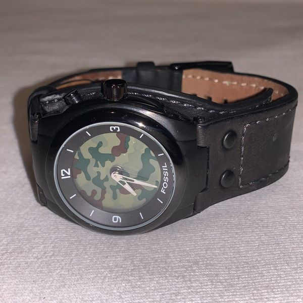 Fossil Silver Watch with Brown Camo Leather Strap s-l400.jpg main image 4