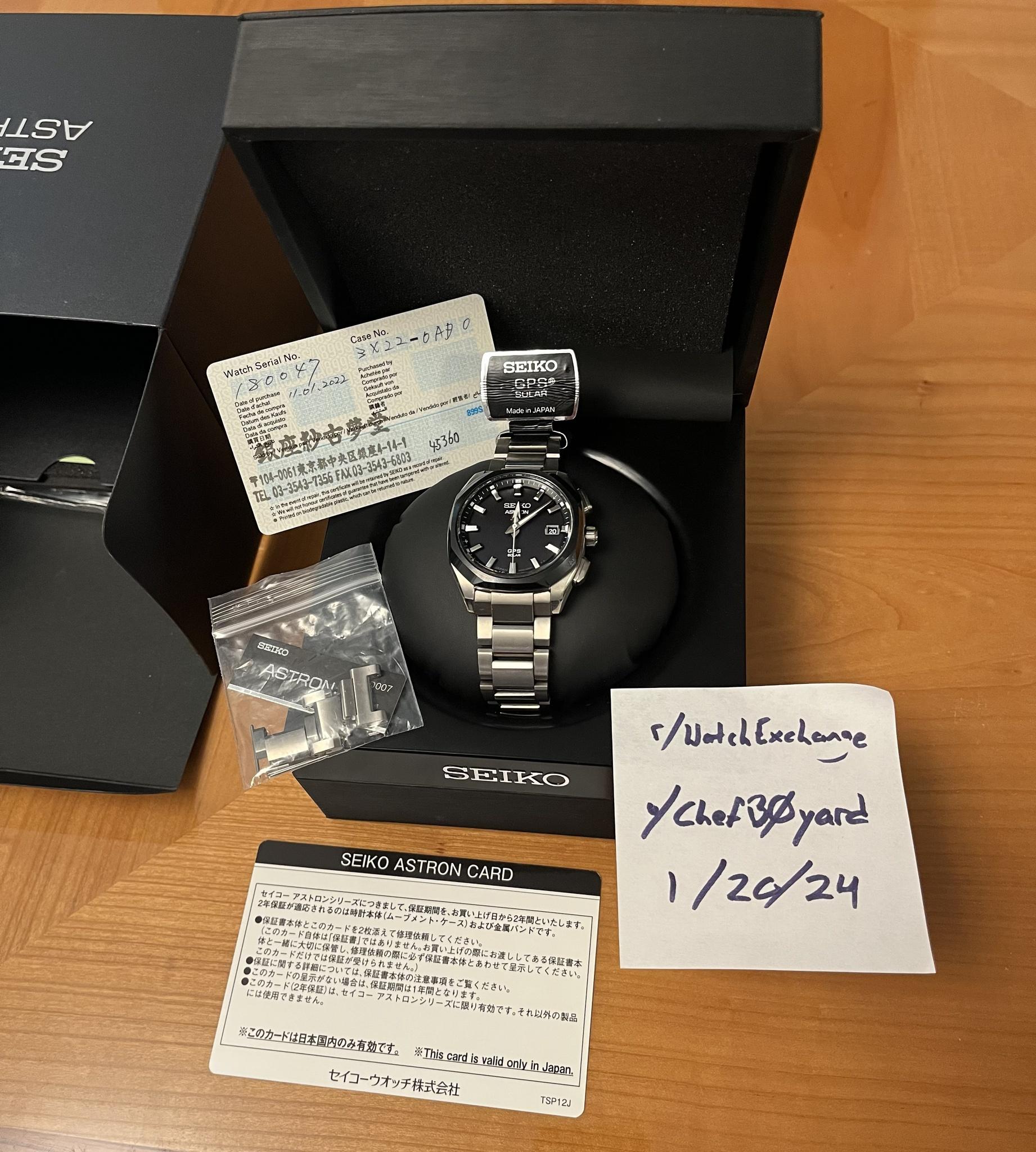 WTS Seiko Astron SSJ007 SBXD007 39mm Solar GPS 200m Titanium