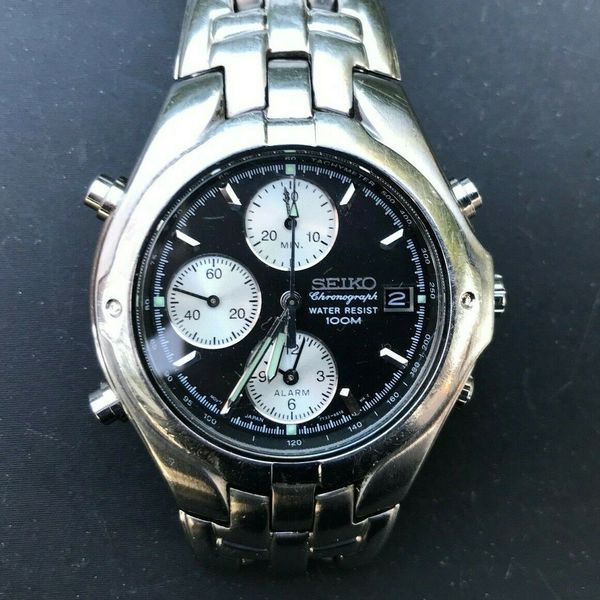 SEIKO 7T32-6M90 Japan Chronograph Stainless Steel 100m WR 38mm case New  Battery | WatchCharts