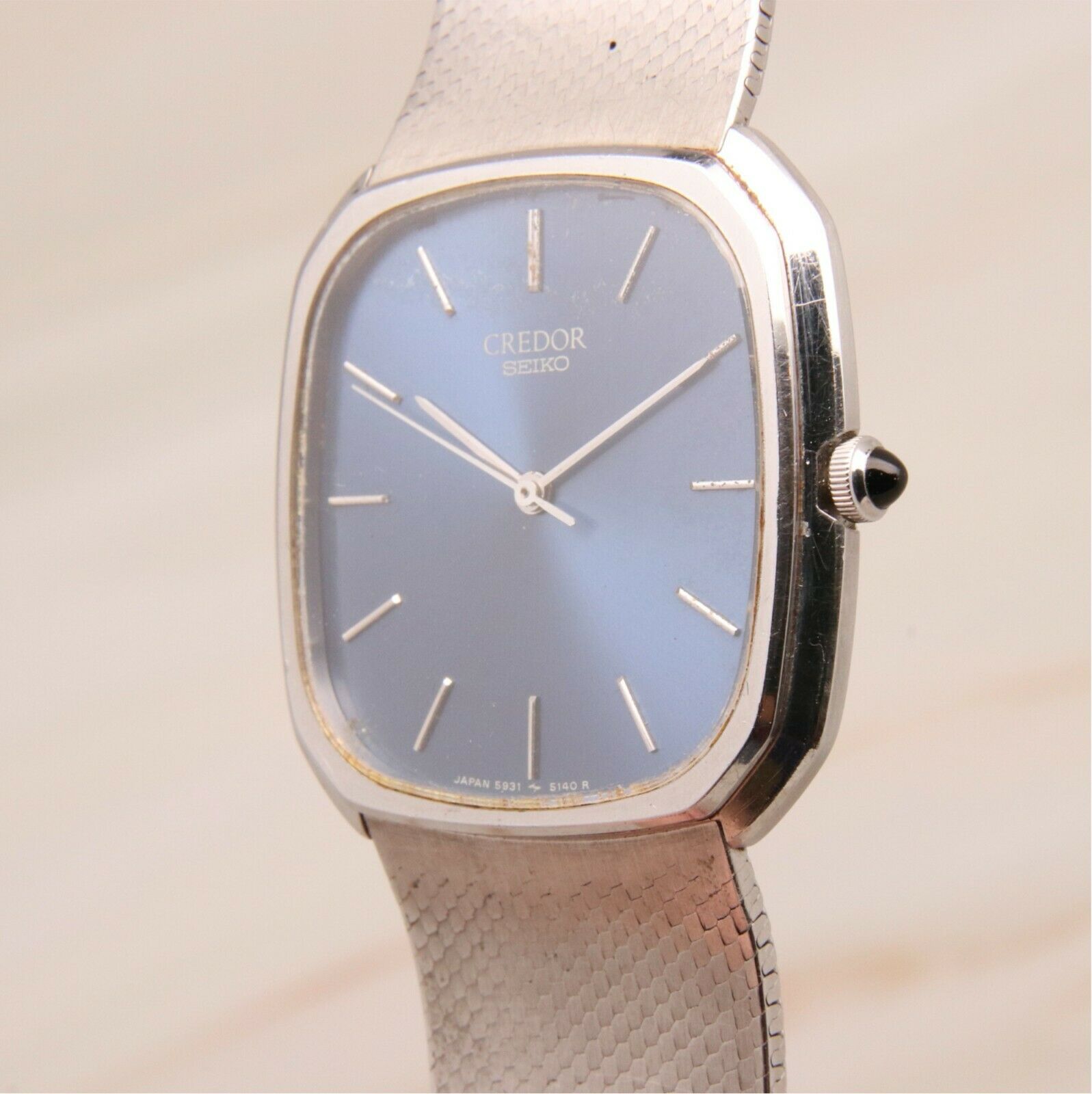 Seiko Credor JDM 5931-5160 Blue Dial Ultra Thin Square Quartz