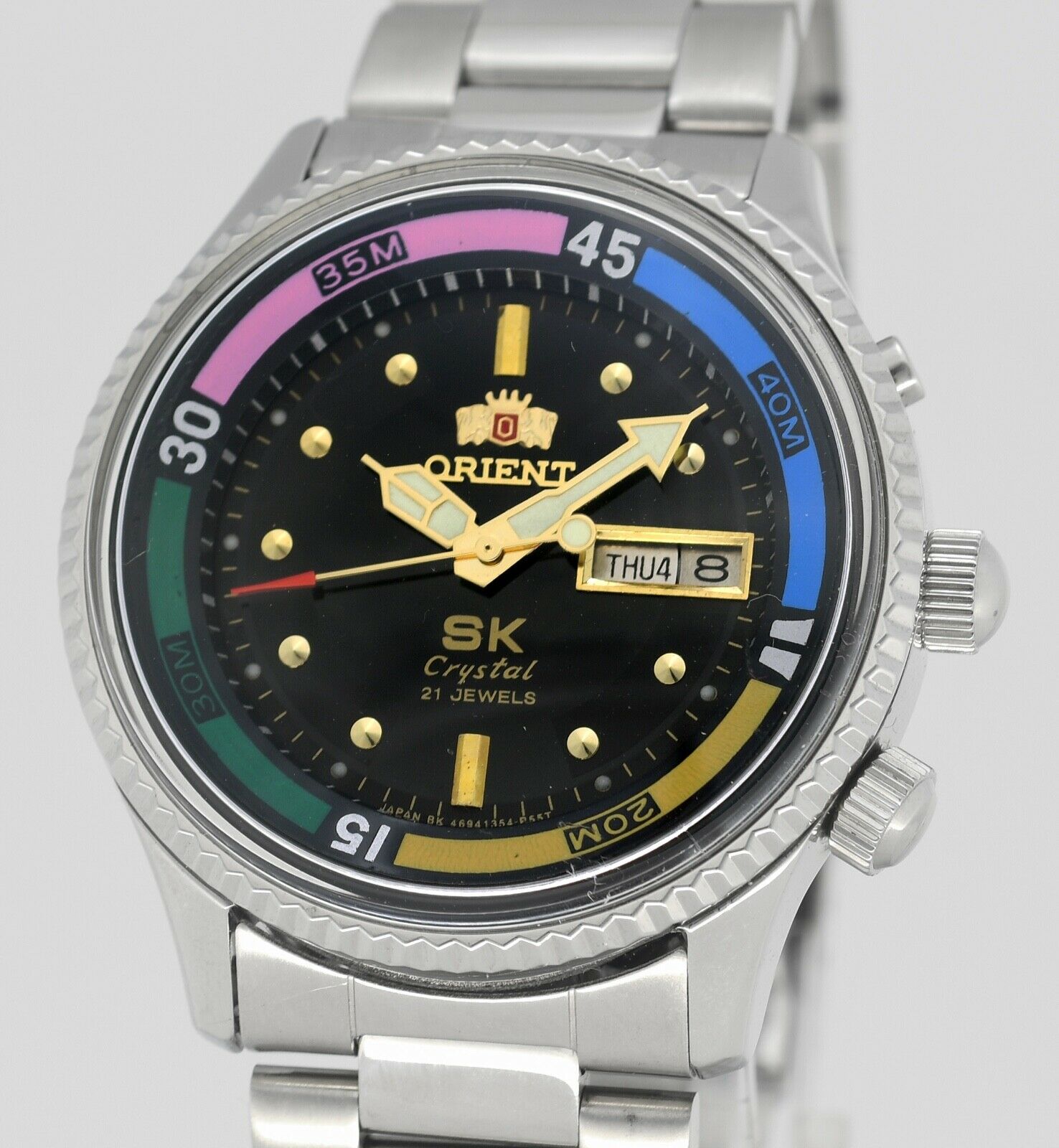 Vintage New Old Stock ORIENT SK Crystal 21 Jewels Auto Day Date