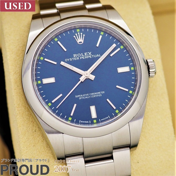 ROLEX 114300 Oyster Perpetual 39 Blue Dial Steel Men's Watch