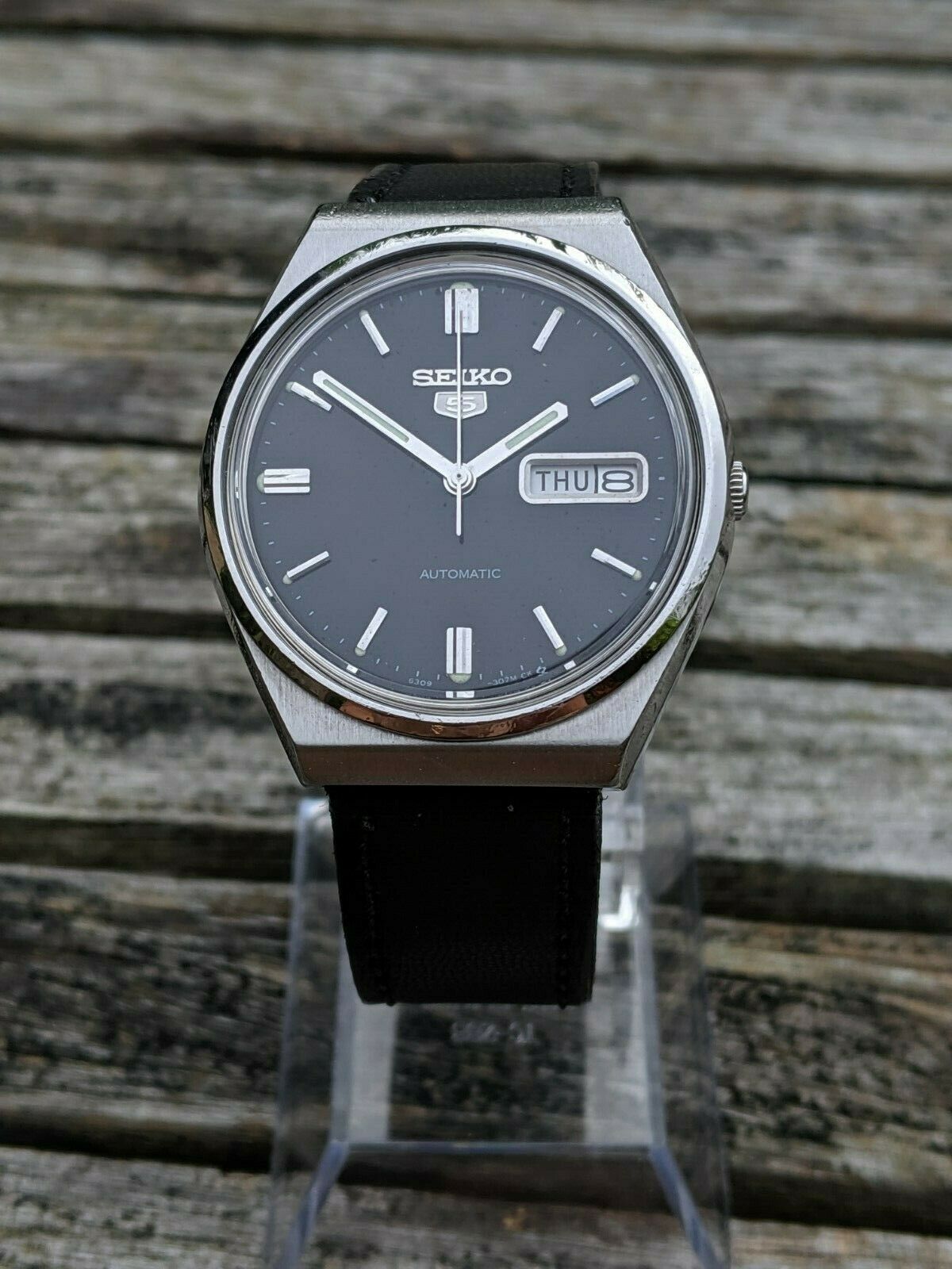 Seiko 5 6309-8930 Vintage Black Dial Automatic - Excellent 