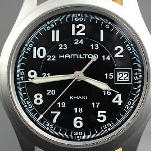 Exc+5 ] HAMILTON Khaki Field H684112 Black Dial Quartz Men