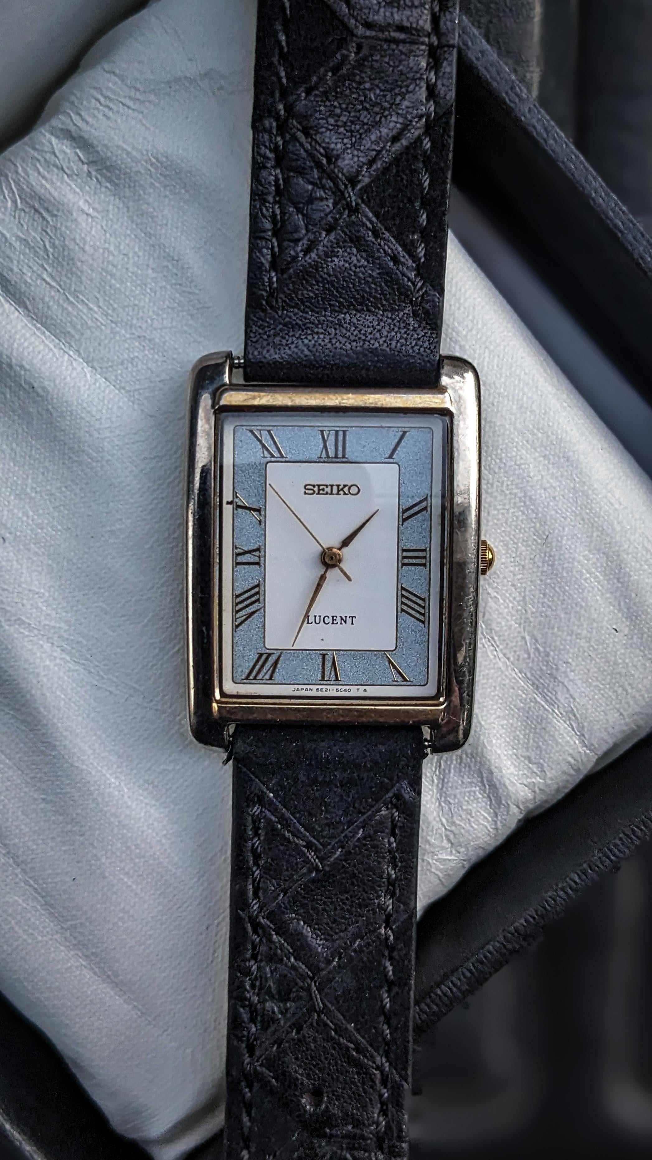 wts] Vintage Rare SEIKO Lucent TANK Roman numerals 5e21-5c10 Dress