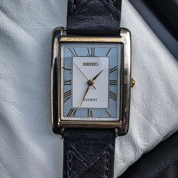 ヴィンテージ SEIKO 5E21-5C10 ローマン タンク 1986年製 wts] Vintage Rare SEIKO Lucent TANK Roman numerals 5e21-5c10 Dress