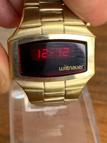 Vintage Longines Wittnauer Polara LED 14ct Gold Plated Mens Watch