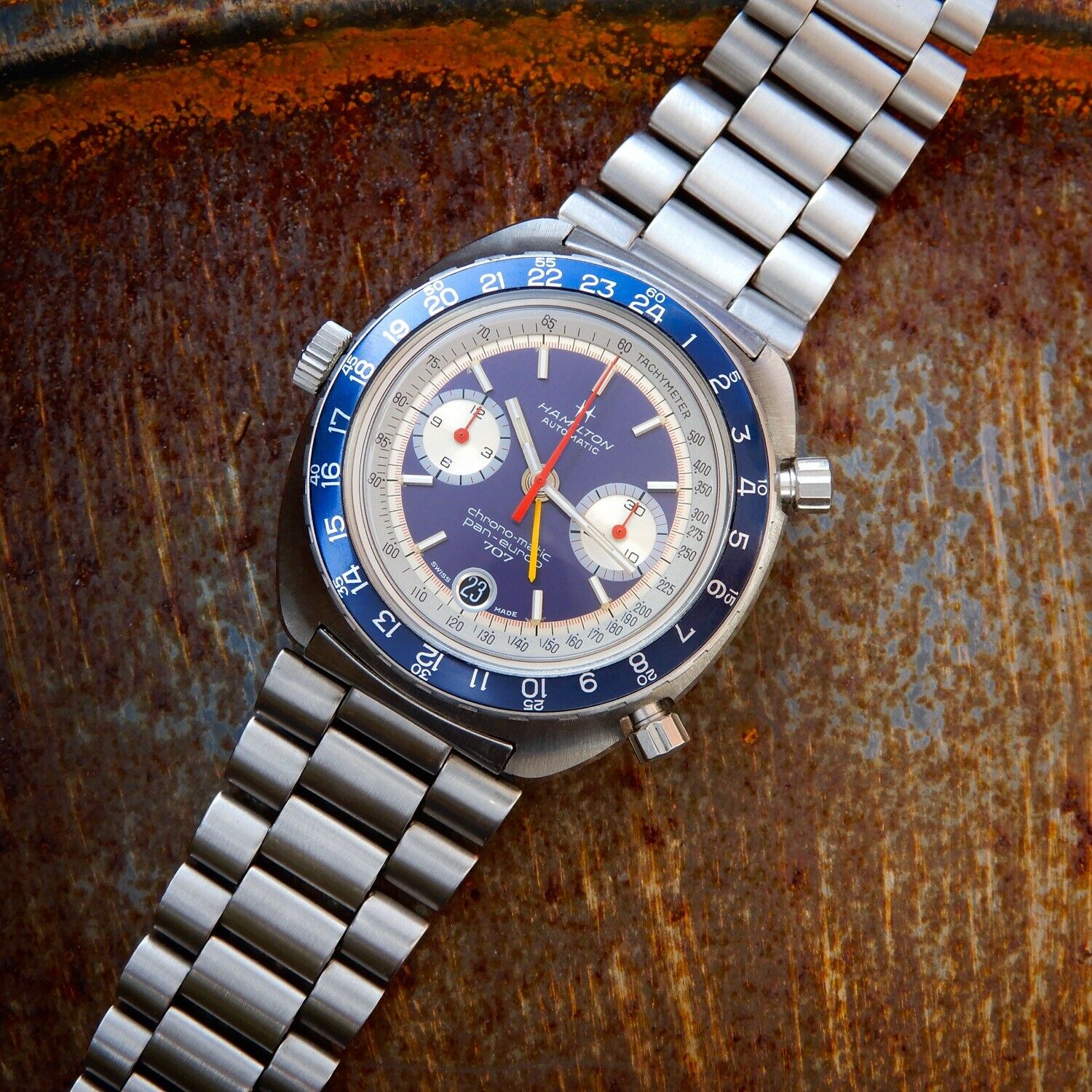 Hamilton Pan Europ GMT 707 1971 Vintage Automatic Heuer Cal 12