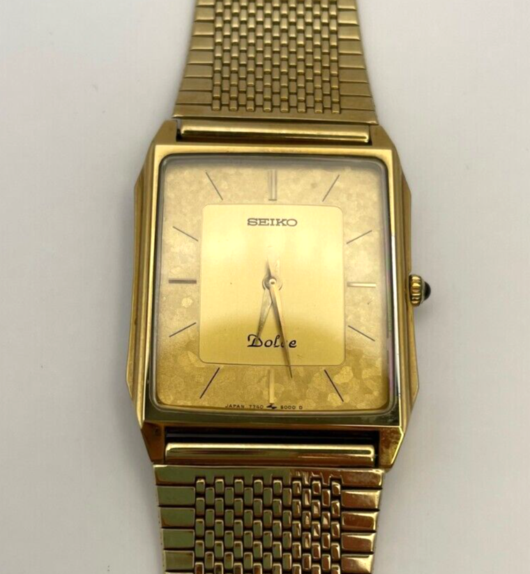 w059] Seiko Dolce Watch 7740-5000 Mens Quartz Junk Glod F/S