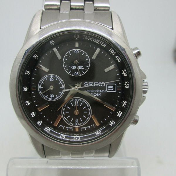 SEIKO 7T92-0LH0 DATE CHRONOGRAPH STAINLESS STEEL QUARTZ MENS WATCH ...