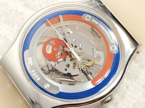 Swatch AG 2014 Swiss Made Skeleton Watch 25th Anniversary Red Blue