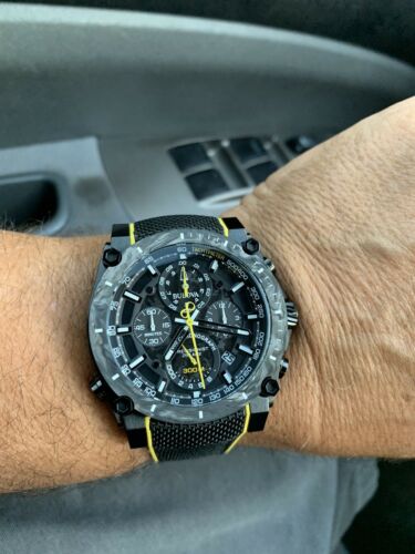 bulova precisionist men's 98b312 quartz chronograph black rubber strap watch