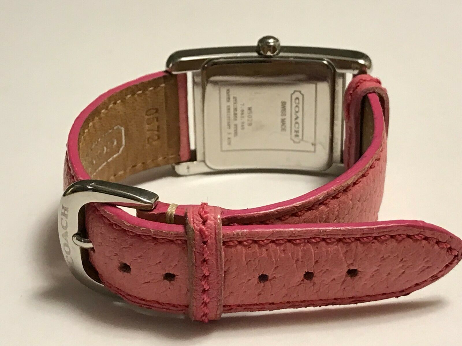 COACH 0162 sold Ladies used watch quartz square Red Leather Strap New Battery