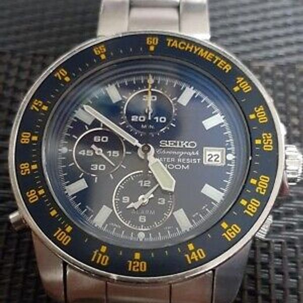 Seiko Chronograph Diver Quartz Men's Analog Watch 7T32-7H00 Panda Face ...