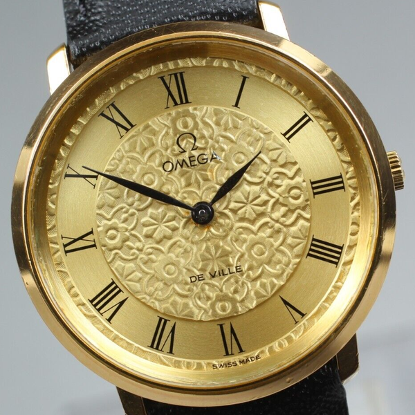 [NEAR MINT] Vintage OMEGA DeVille 625 Floral Gold 33mm Manual Hand ...