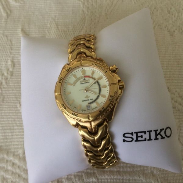 Seiko Kinetic WOMEN'S Watch (3M22-0B99) Gold Toned Sports 100 NEEDS REPAIR  | WatchCharts